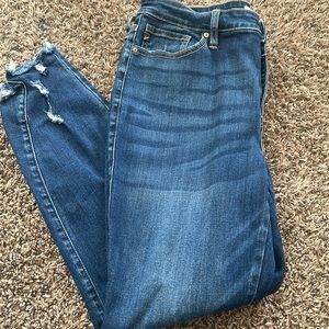 KanCan Skinny High Rise Dark Ripped‎ Hem Jean